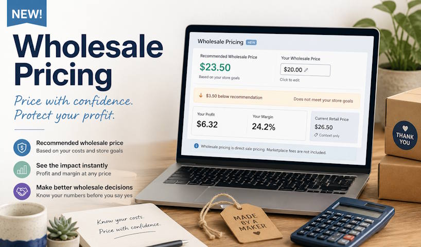 Maker Forge pricing guidance for a handmade product
